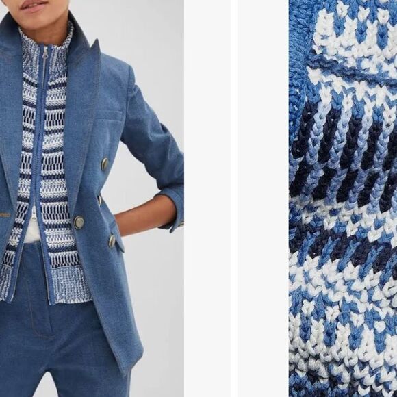 Veronica Beard Vivi Front Zip Mercerized Cotton Sweater Dickey NWT $258 - Picture 4 of 9